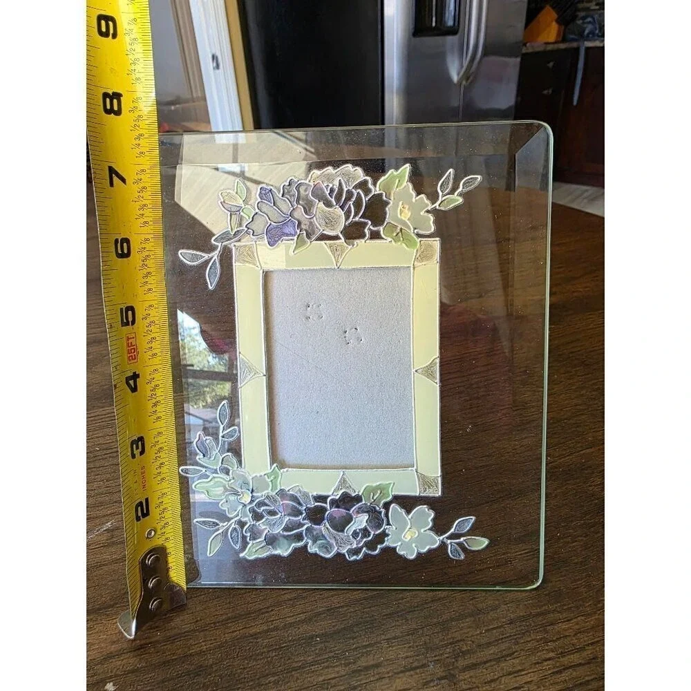 Hand-Painted Floral Glass Photo Frame‎ 3.5